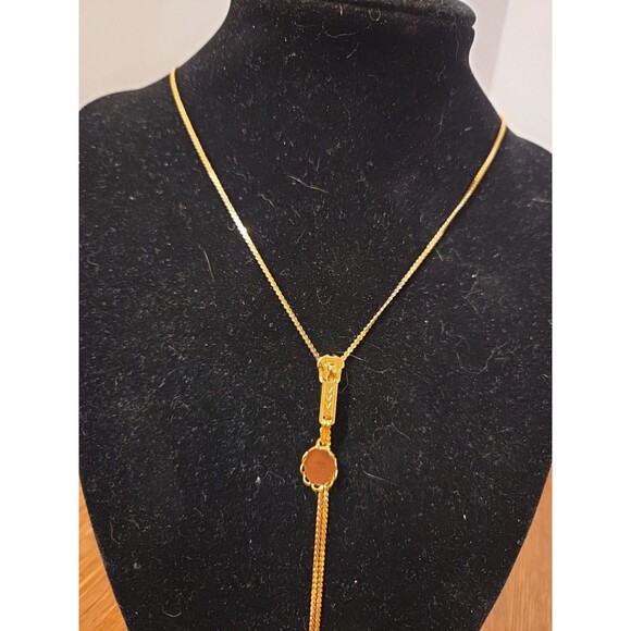 Goldtone Zipper Necklace 28 Inches Adjustable Very Unique Zipper Works - Picture 2 of 3